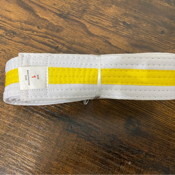 Martial Arts Belt White Belt with Mixed color in color yellow - Picture 2 of 4